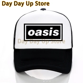 Бейсболки Oasis Band, Мужская женская летняя сетчатая шляпа, спортивная кепка для отдыха на открытом воздухе, Регулируемая кепка дальнобойщика с надписью