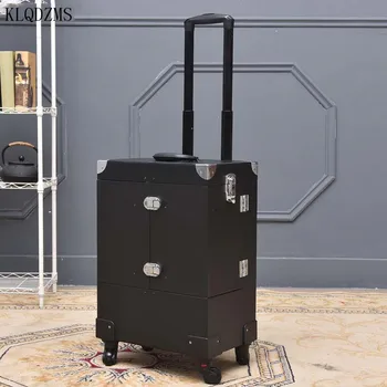 KLQDZMS Высококачественный Женский инновационный чемодан-тележка большой емкости, набор инструментов для макияжа, складной на колесиках, ручная кладь на колесиках