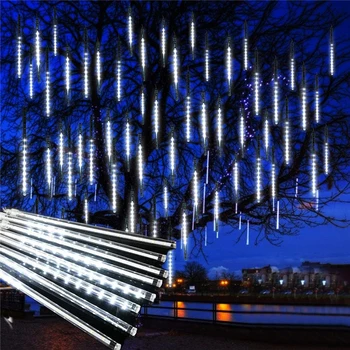 Огни Метеоритного дождя 30 см 8 Трубок 192 Светодиодных Струнных Фонаря С Падающими Каплями Дождя Для Наружного Сада Дома, Рождественского Декора Свадебной Вечеринки