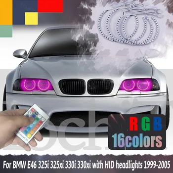 Для BMW E46 325i 325xi 330i 330xi со скрытыми фарами 1999-2005 RGB Многоцветная вспышка 5050 132Smd LED SMD Angel Eyes Kit