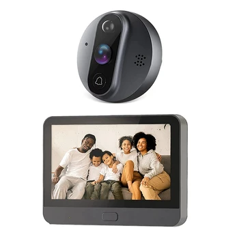 Smart Tuya 1080P Wifi Дверной звонок Камера-глазок 4,3 Дюймов PIR FHD инфракрасный Умный Дверной звонок для Alexa Google