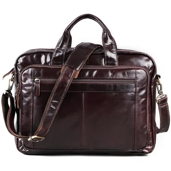 Мужской портфель из натуральной кожи, сумка через плечо, сумка-мессенджер 15,6 