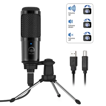 DM18 Профессиональный комплект конденсаторных микрофонов с перезаряжаемой подставкой для мобильного телефона, ПК, трансляции видеоблогов, записи на YouTube