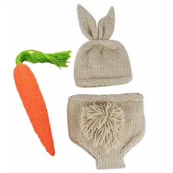 1 Комплект Кроличьих шапочек, Вязаная одежда ручной работы крючком, детские шапочки-шорты, костюм для фотосъемки, детские аксессуары