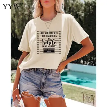 Женская летняя футболка, Хлопковые футболки с коротким рукавом, Женская футболка с буквенным Принтом, Уличная Дышащая Модная Повседневная одежда, Топ для девочек