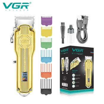 Триммер для волос VGR, Перезаряжаемая машинка для стрижки волос, Регулируемая Машинка для стрижки волос, Беспроводная машинка для стрижки, Металлический Триммер для мужчин V-672