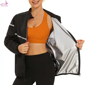 LAZAWG Куртка-сауна для женщин, топ для похудения, горячий пот, длинные рукава, спортивная одежда для фитнеса, термобелье для женщин, тренажер для тела, тренажерный зал