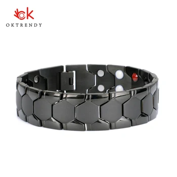 Модный Новый Мужской Магнитный браслет в повседневном стиле, Простые черные браслеты из нержавеющей стали для лечения артрита, Ювелирные изделия, подарки